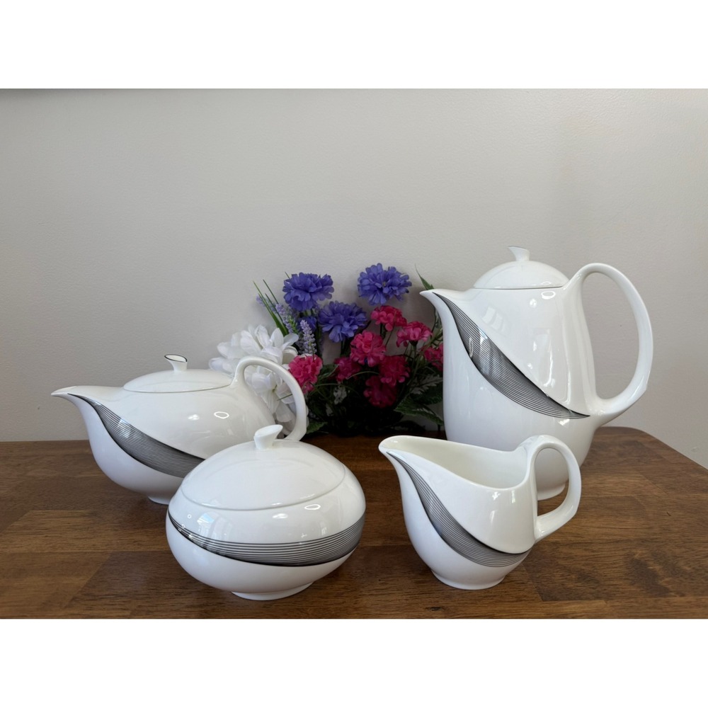 Wedgwood Apollo Bone China Tea Coffee Set Mid Century Modern England Vintage